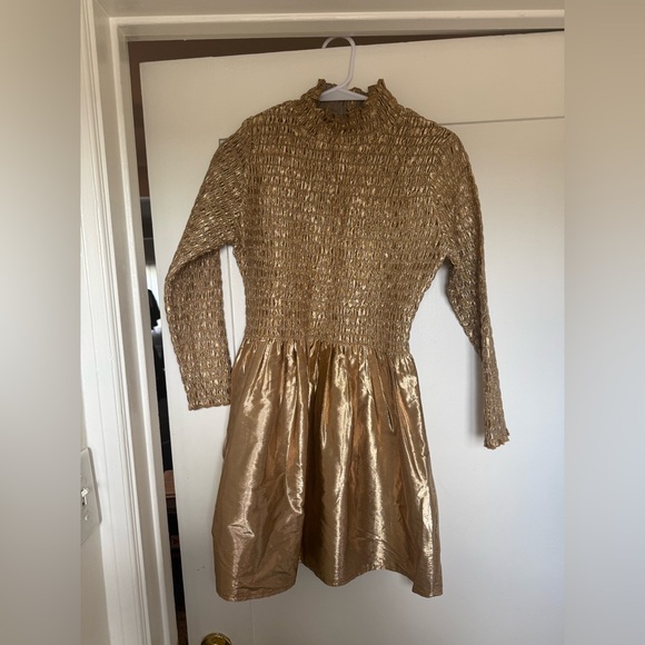 Samantha Pleet Dresses & Skirts - Samantha Pleet Gold Metallic Long Sleeve Mini Dress